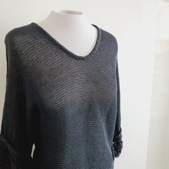 😍 TSE Linen Crochet V-Neck Sweater - Picture 3 of 10
